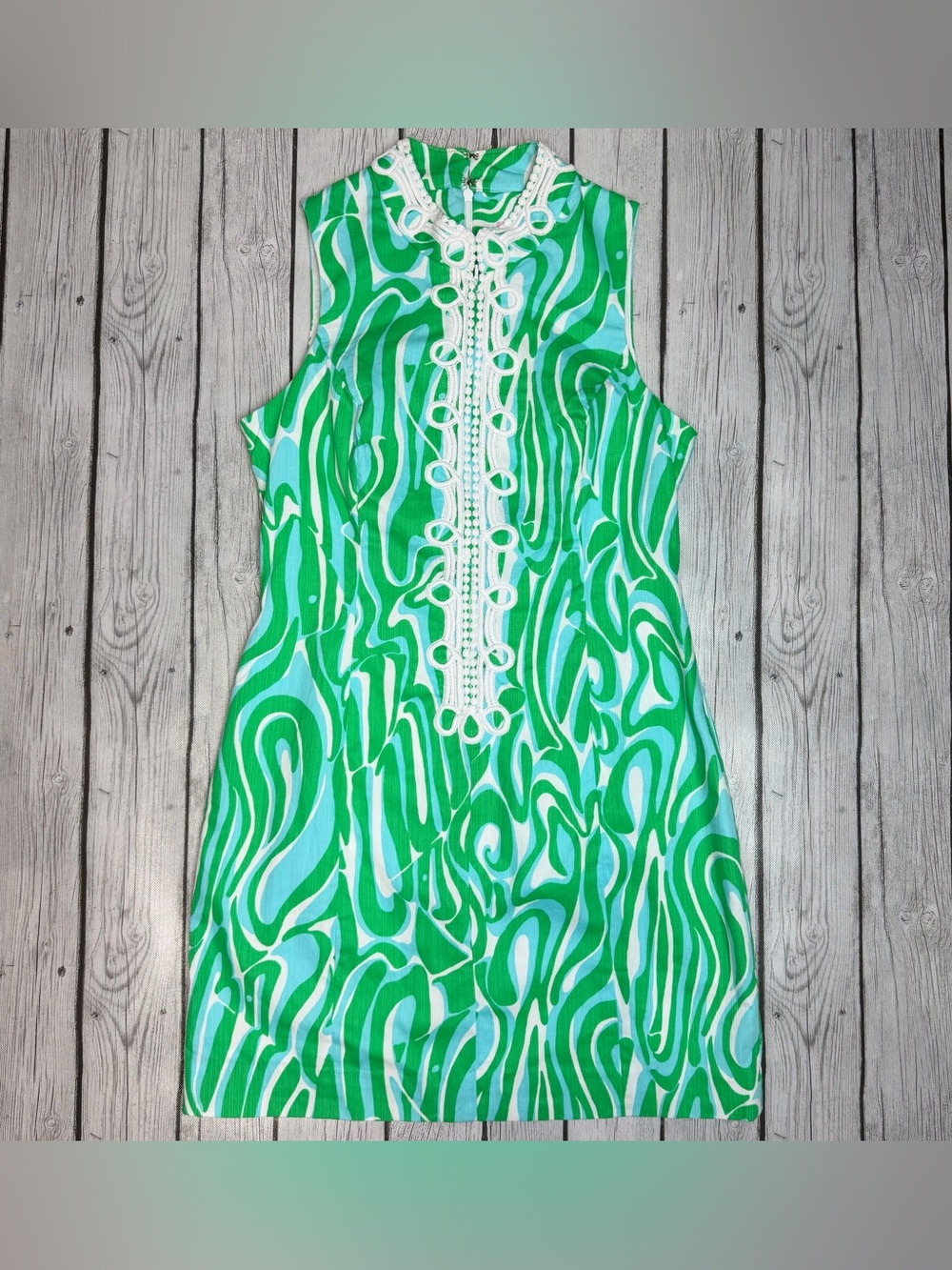 Lilly Pulitzer Women's 8 Alexa Shift Finders Keepers Green Retro Dress